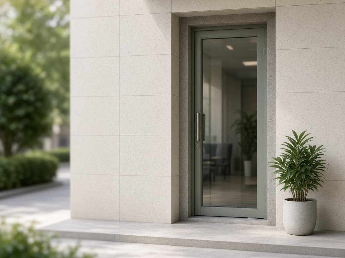Neighbourhood clinic entrance in daylight